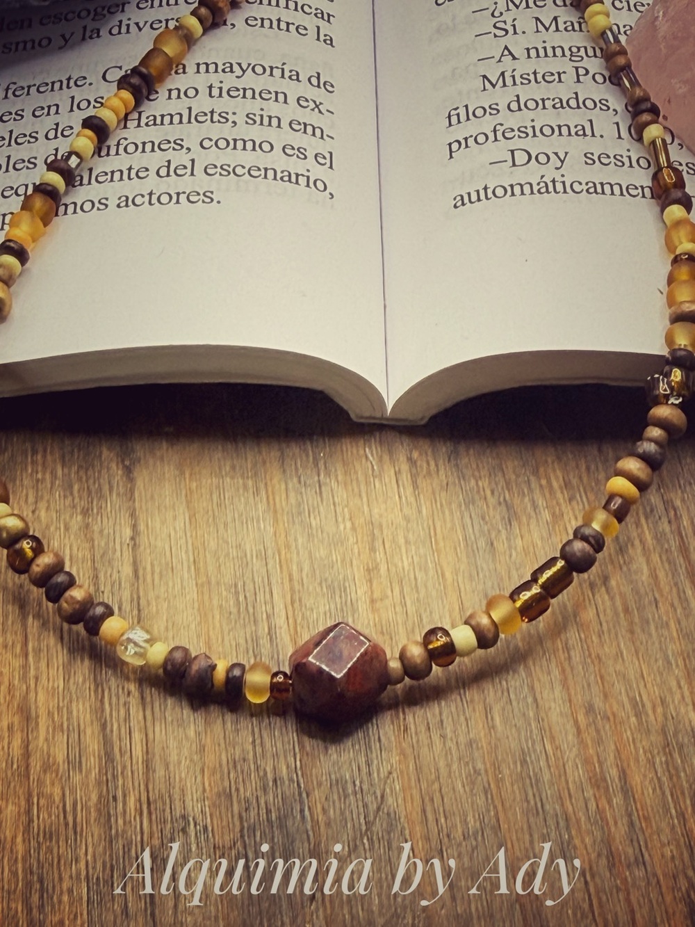 Burnt red faceted jasper Brown, Gold & Tan Beaded Necklace